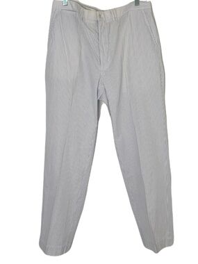 Vintage Polo by Ralph Lauren Mens Seersucker Chinos White & Blue Pinstripe 38x30